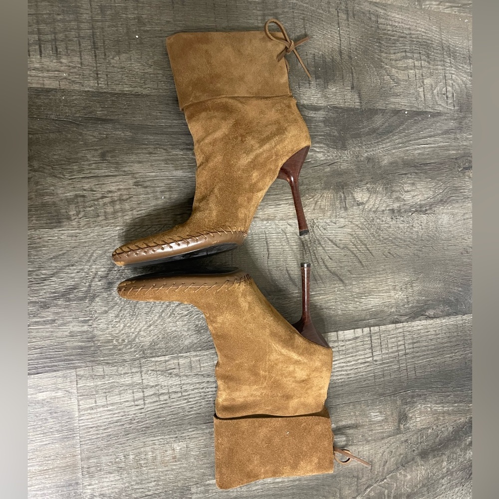 Gucci Camel Suede Whipstitch Boots - Picture 4 of 10